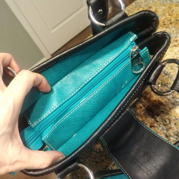 Montana West Womens Blue Conceal Carry Handbag Purse Rhinestone Buckle Studs EUC - Picture 9 of 16